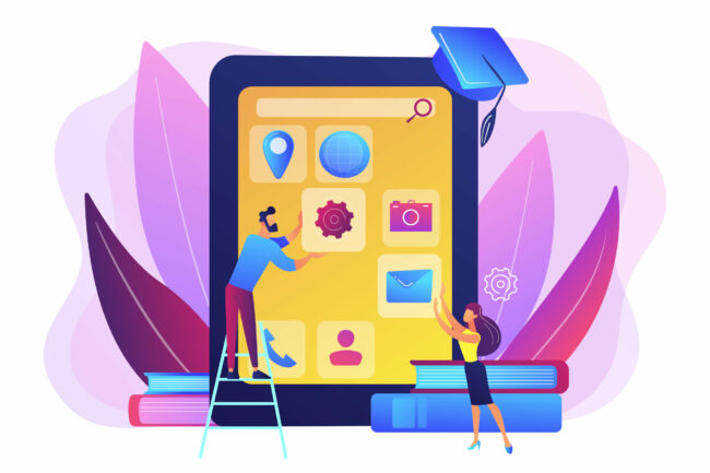 Mobile app development courses concept vector illustration